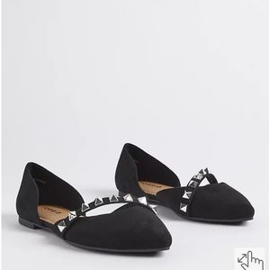 TORRID STUDDED DORSAY FLAT - FAUX SUEDE BLACK (WW)